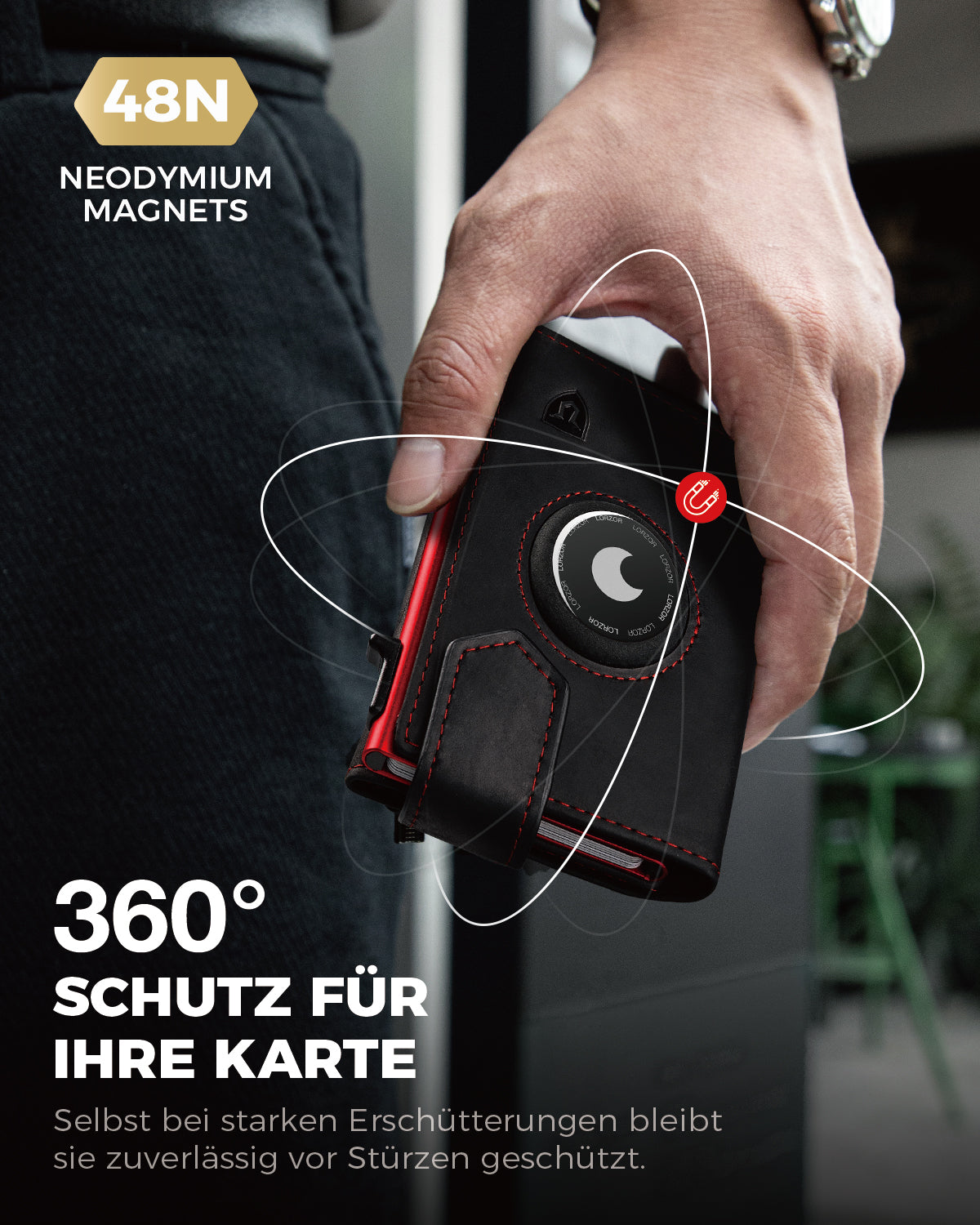 Lorzor Airtag Wallets Ledergeldbörse mit Münzfach