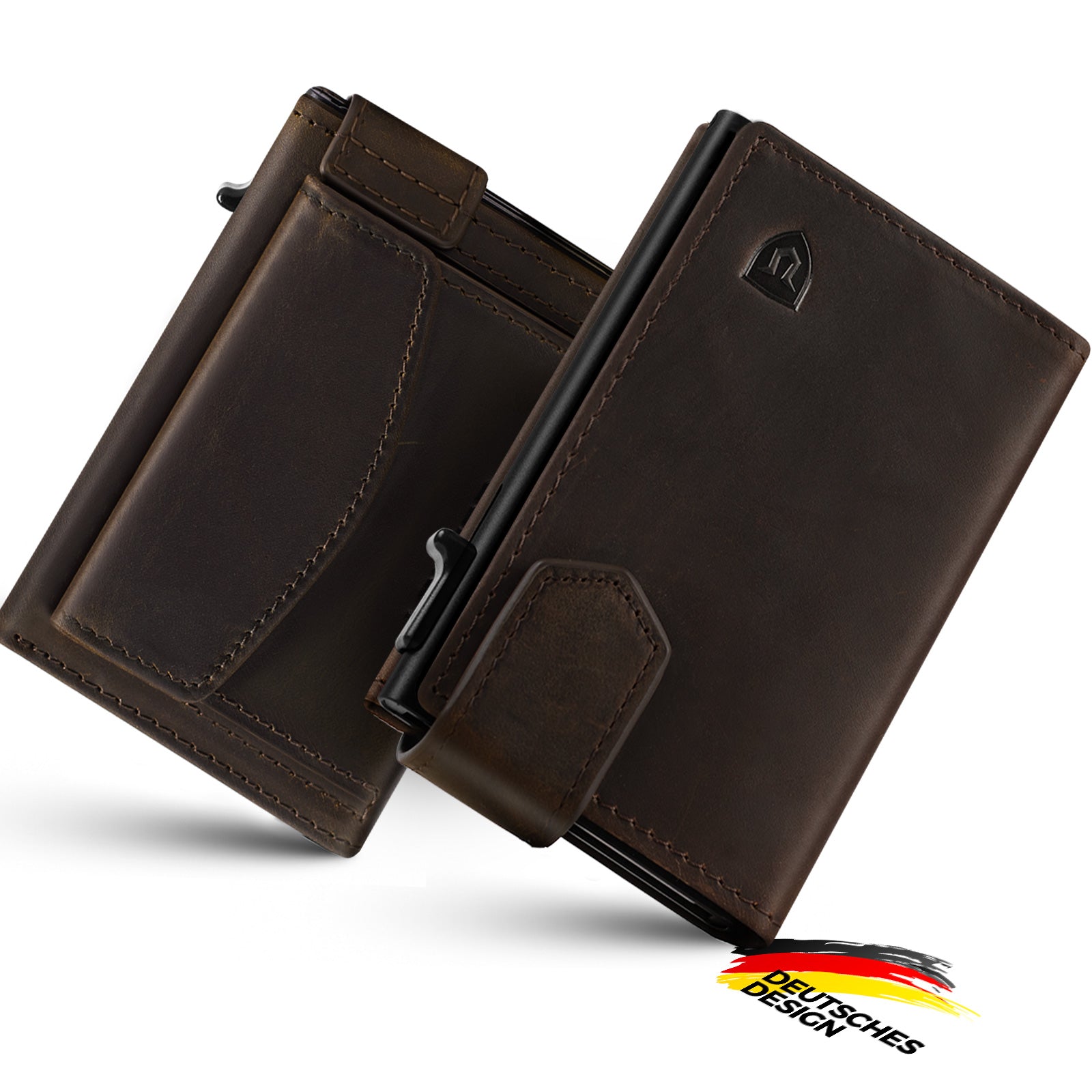 Lorzor Ledergeldbörse, schmale Geldbörse mit Magnetverschluss und Münzfach