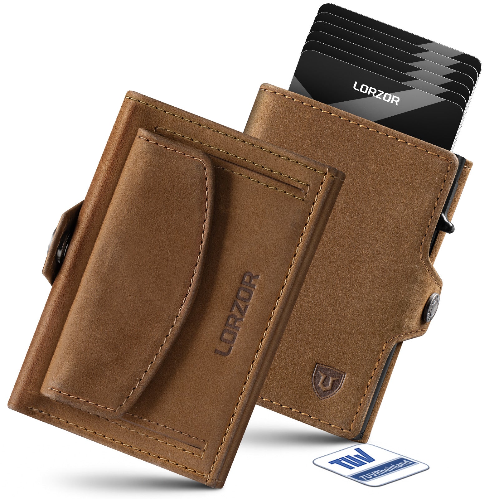 LORZOR Ledergeldbörse mit Münzfach