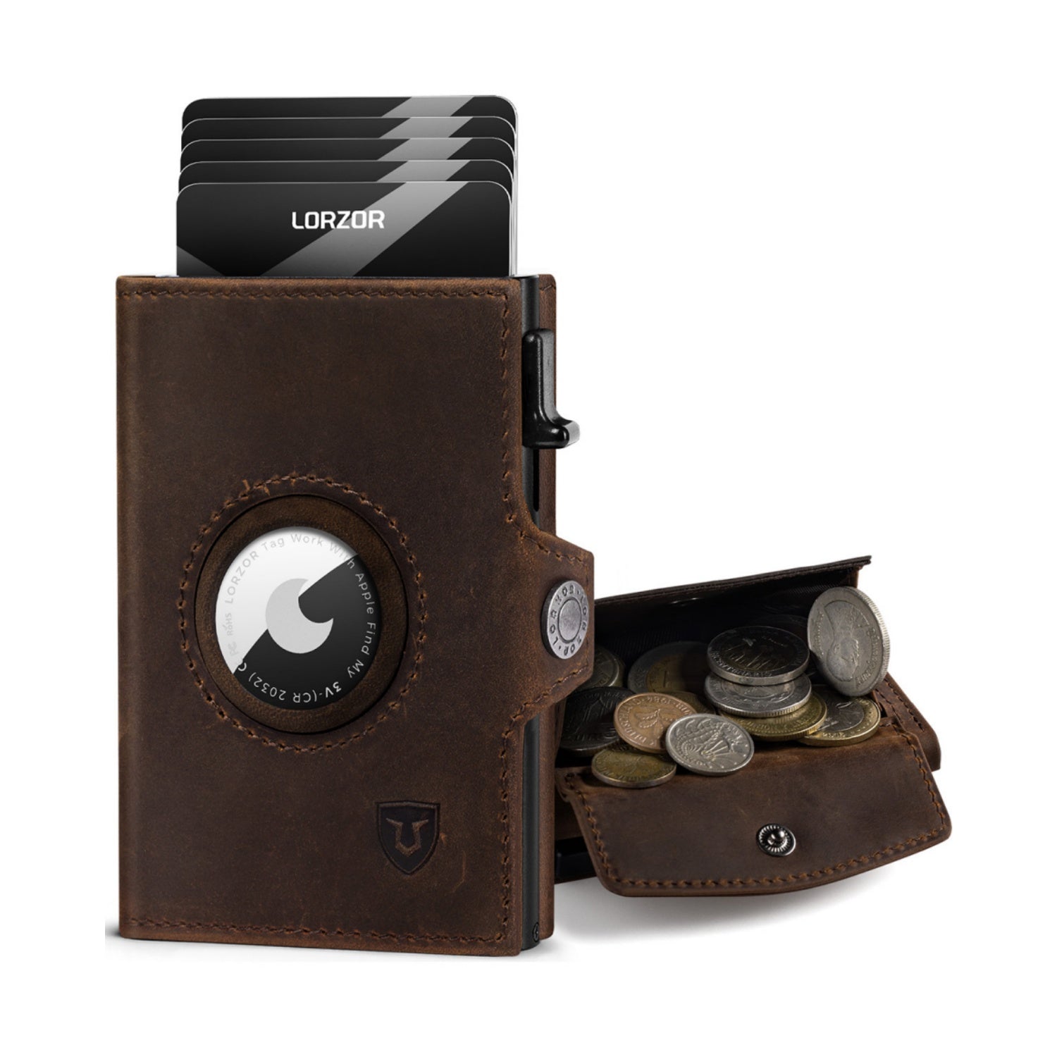LORZOR Airtag-Geldbörse Ledergeldbörse für Herren BN