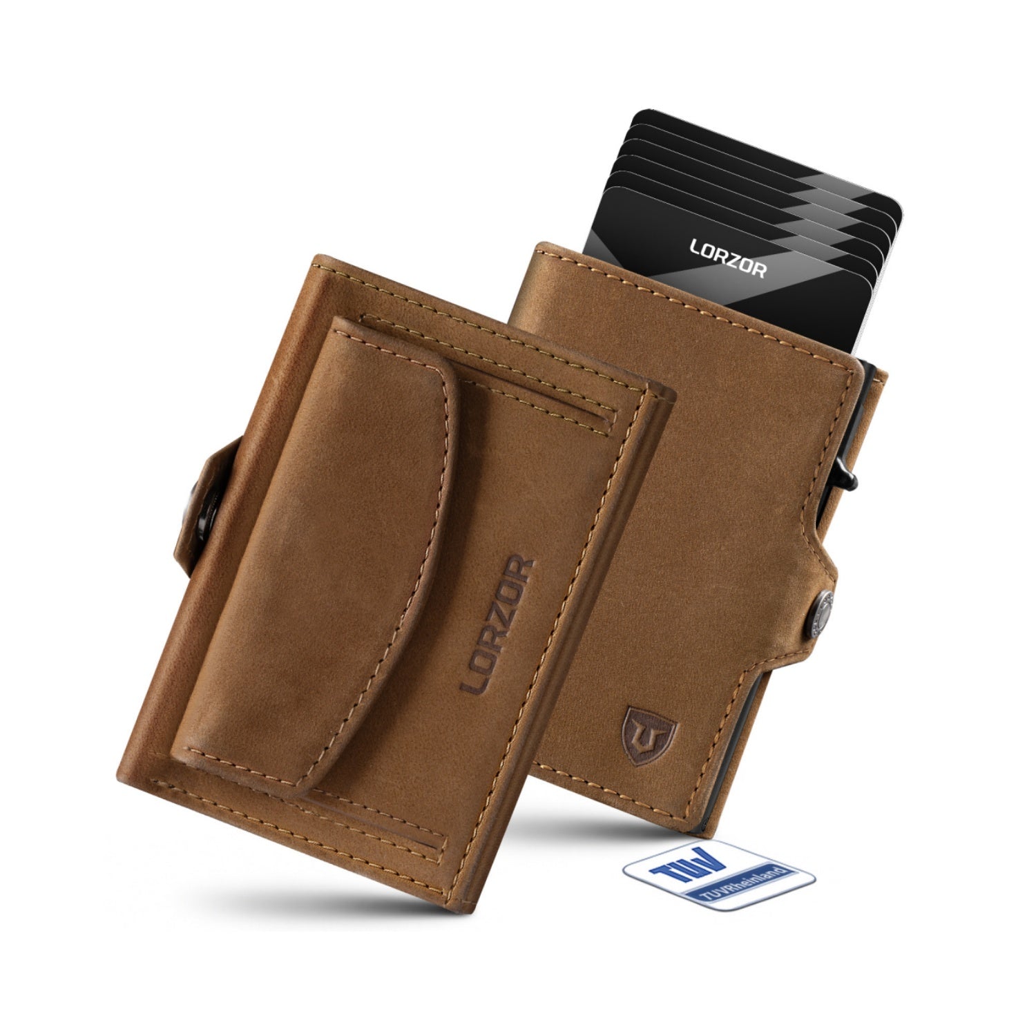 LORZOR Ledergeldbörse mit Münzfach