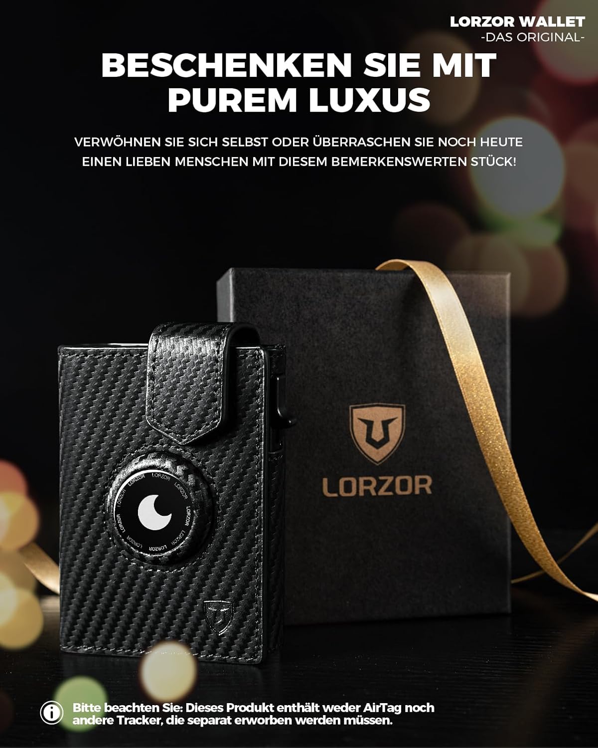 LORZOR AirTag Wallet - Slim Geldbörse mit Münzfach