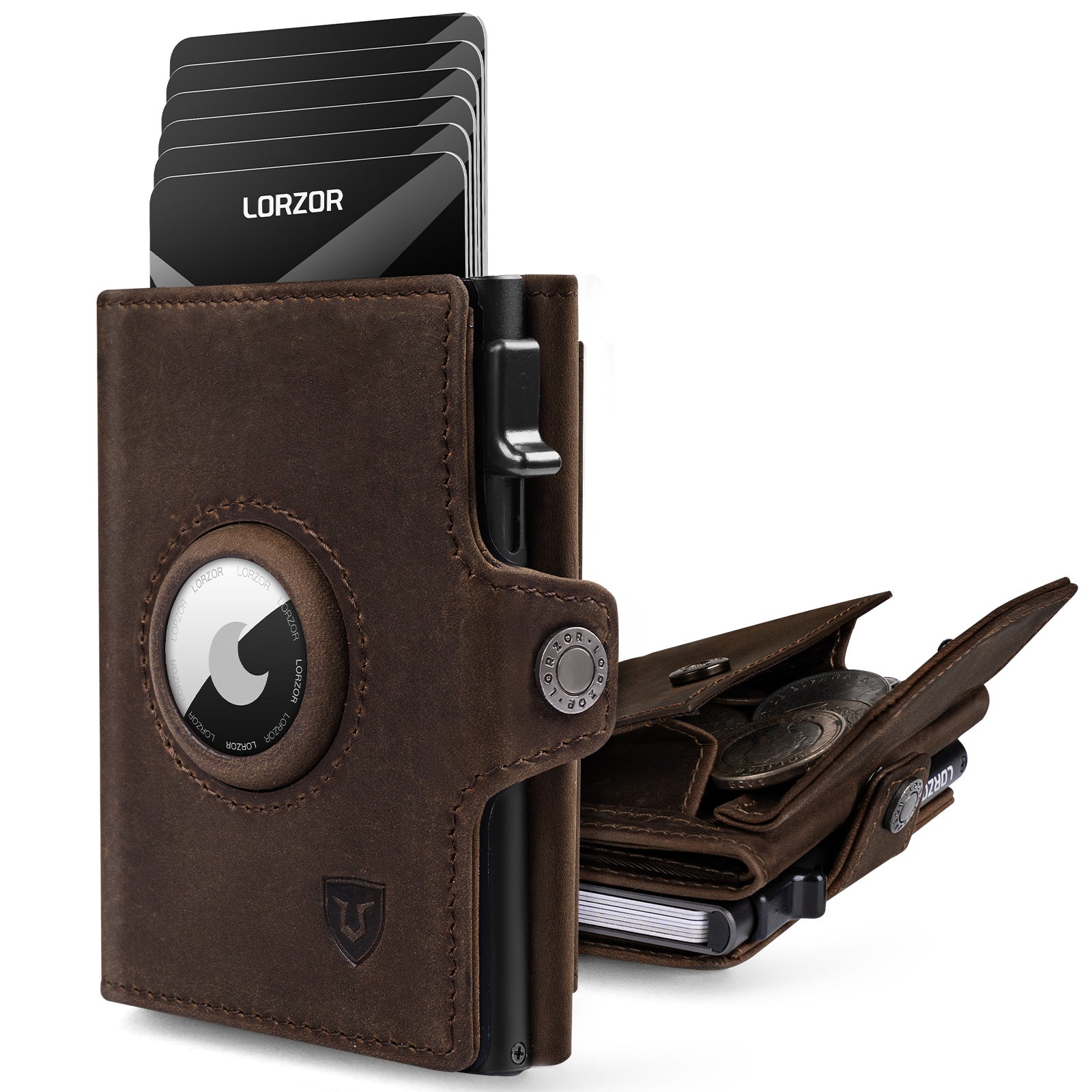 LORZOR Airtag-Geldbörse Ledergeldbörse für Herren BN