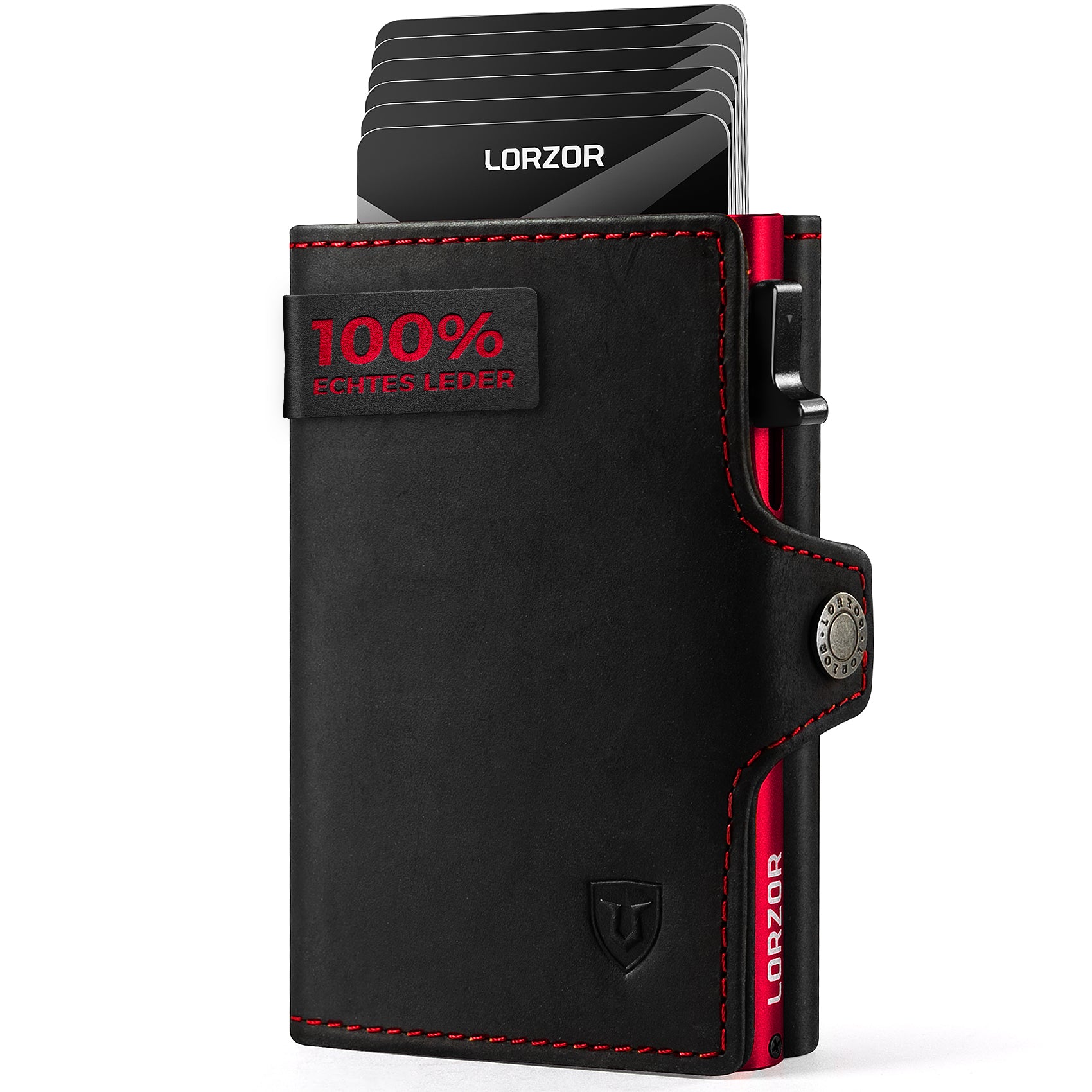 LORZOR Slim Wallet mit Münzfach, Geldbörse aus Echtem Leder für Herren