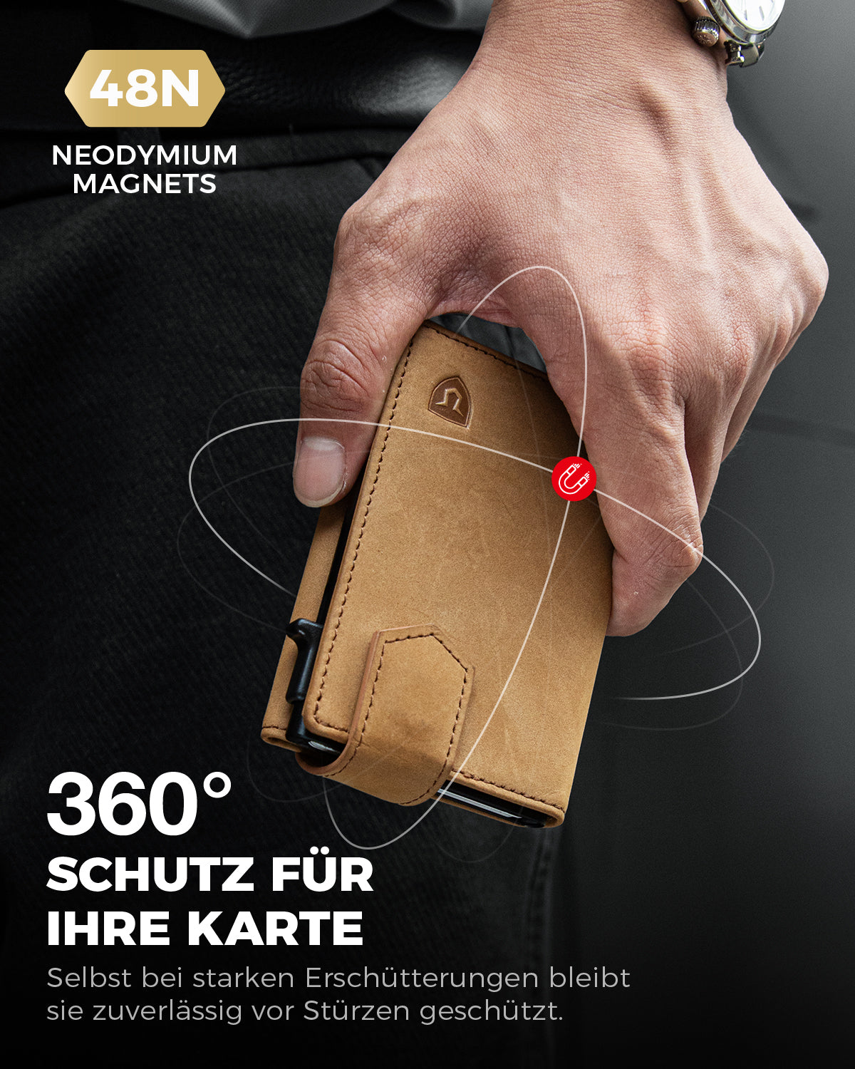 LORZOR Ledergeldbörse mit Magnetverschluss und Münzfach