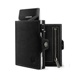 LORZOR Slim Wallet mit Münzfach, Geldbörse aus Echtem Leder für Herren