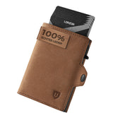 LORZOR Slim Wallet mit Münzfach, Geldbörse aus Echtem Leder für Herren