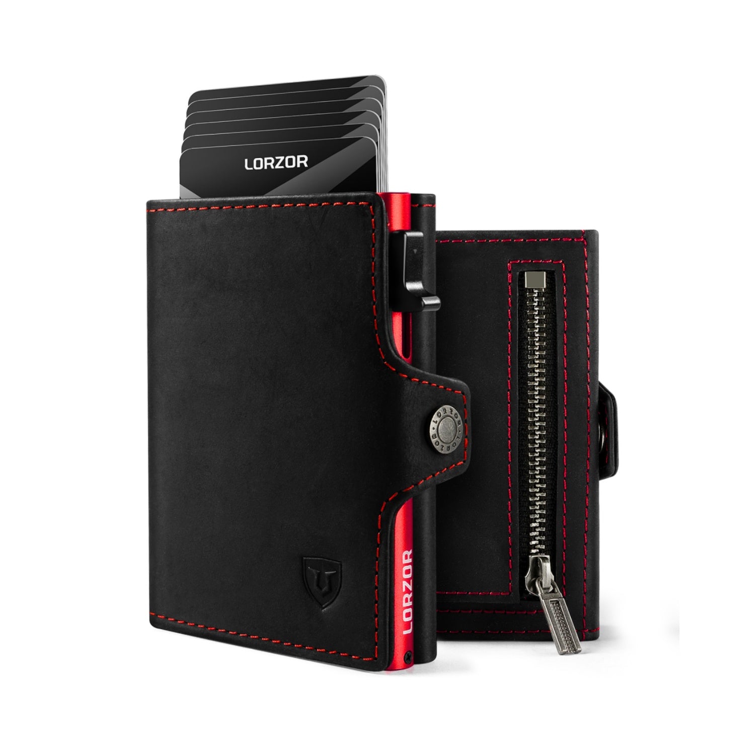 LORZOR Slim Wallet mit Münzfach, Geldbörse aus Echtem Leder für Herren