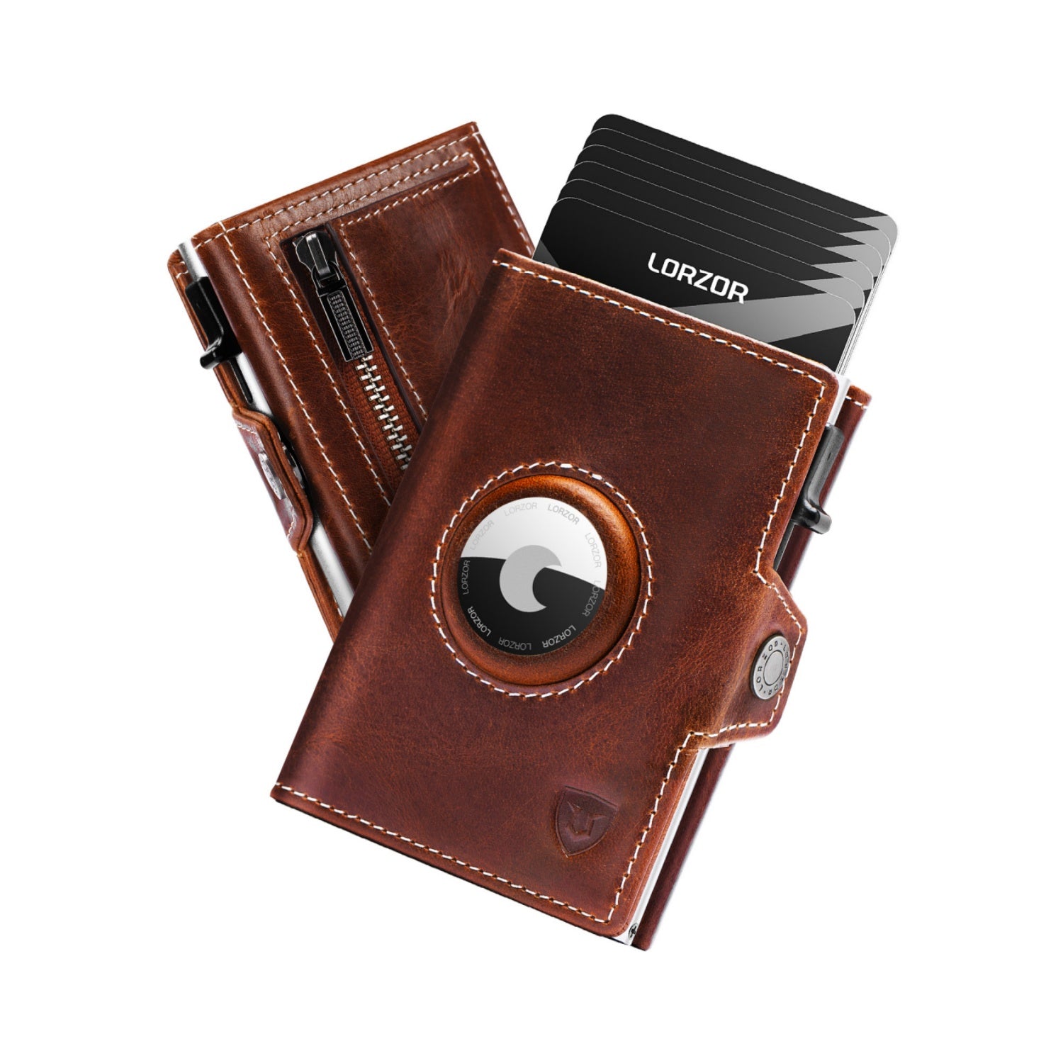 LORZOR Airtag-Geldbörse Ledergeldbörse für Herren BN2